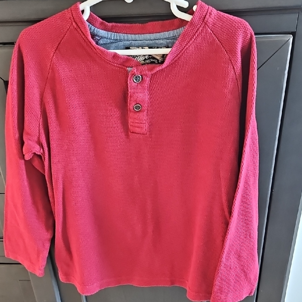 First Wave Red Long Sleeve Henley Tee